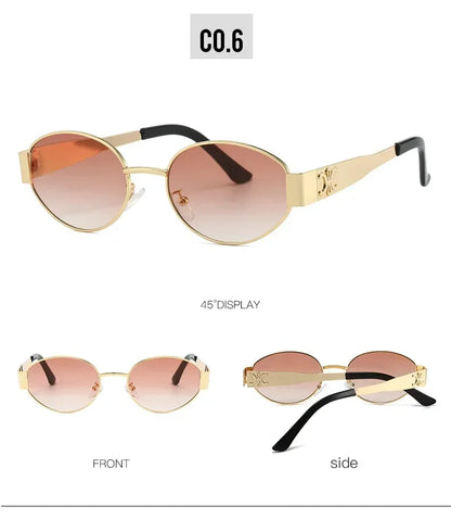 Luxury brand metal sunglasses for men and women unisex designer fashion sun glasses Oval unisex Stylish Eyewear shades UV400