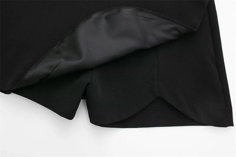 TRAF 2024 Black Mini Skirt Shorts Woman Fashion Asymmetric Skort For Women High Waist Short Skirts Woman Summer Casual Shorts