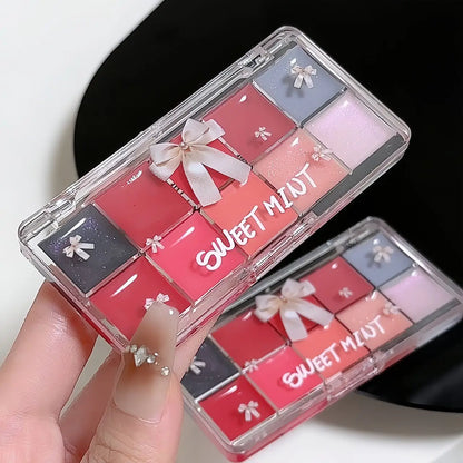 10-Color Lip Jelly Plate Mirror Crystal Lip Gloss Moisturizing Water Glass Red Orange Lip Oil Balm Sexy Plump Makeup Palette