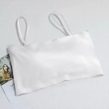 Top women Summer Sling Tube Top Sexy Bra Seamless Ice Silk Sexy sleeveless Tank Top Summer Camis Backless Camisole Crop top