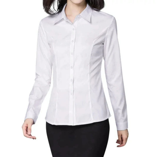 Women's Long Sleeve Blouse Office Ladies Tops Button Up Shirts 2025 Fashion Casual Shirt Long Sleeved Blouse White Shirt Women