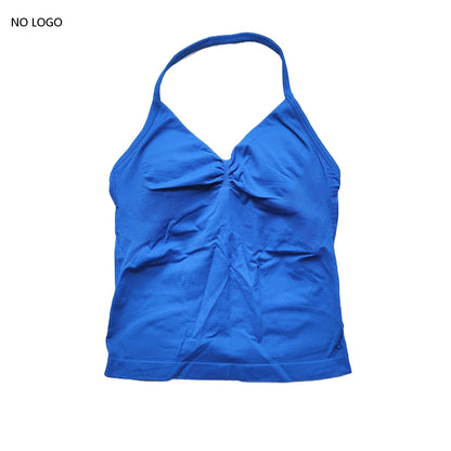 ARFTE Longline Strappy Gym Top Backless Gym Clothes Women Scrunch Built-in Bra With Removable Cups Yoga Tank Tops