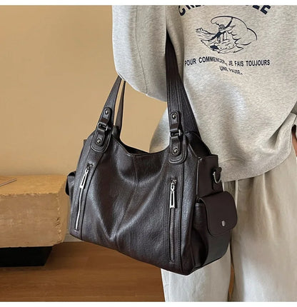 Soft Interior Compartment Shoulder Bags 2025 High Quality Contrasting Colors Bags for Women Fashion Zipper Pu Women's Handbags
