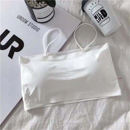 Top women Summer Sling Tube Top Sexy Bra Seamless Ice Silk Sexy sleeveless Tank Top Summer Camis Backless Camisole Crop top