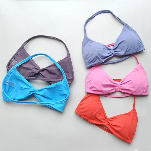 ARFTE Sports Bra Strappy Backless Yoga Gym Bra Removable Cups Women Workout Clothing Gym Top Halter Sport Bras