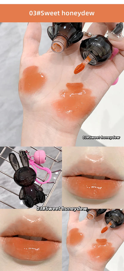 Gege Bear Pink Rabbit Velvet Matte Lip Cream Black Rabbit Water light lip glaze matte mirror pendant lipstick lip gloss