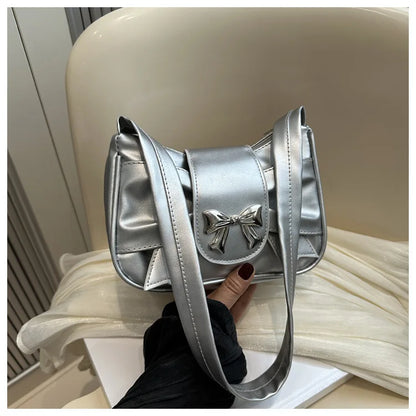 Trendy Bow Shoulder Bag Handbag Casual Underarm Bag Daily Commuting Bags PU Leather Lady Banquet Bag Business Women's Bags
