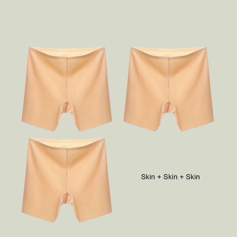 3PCS Women Underwear Slimming Shorts Seamless High Waist Shaper Panties Underware Safety Short Pants Ice Silk Women's Protective