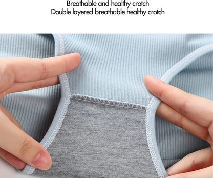 8pcs Women Panties Girl Plus Size Underwear High Waist Briefs Breathable Solid Color Soft Female Lingerie