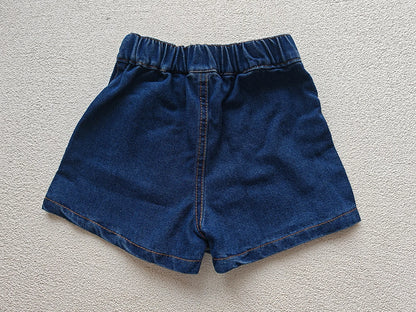 Korean Fashion New Summer Kids Girl Skirt Shorts Solid Elastic Waist Button Soft Denim Culotte Children Versatile Clothing