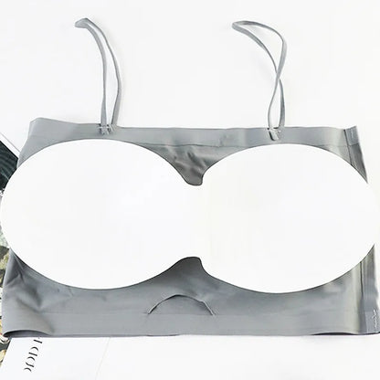 Top women Summer Sling Tube Top Sexy Bra Seamless Ice Silk Sexy sleeveless Tank Top Summer Camis Backless Camisole Crop top