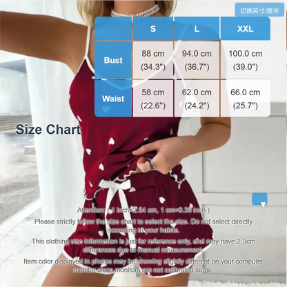2024 Summer Pajama Set Large Size Vest Shorts Women's Suspenders Soft Casual Cute Printed Women pajamas set