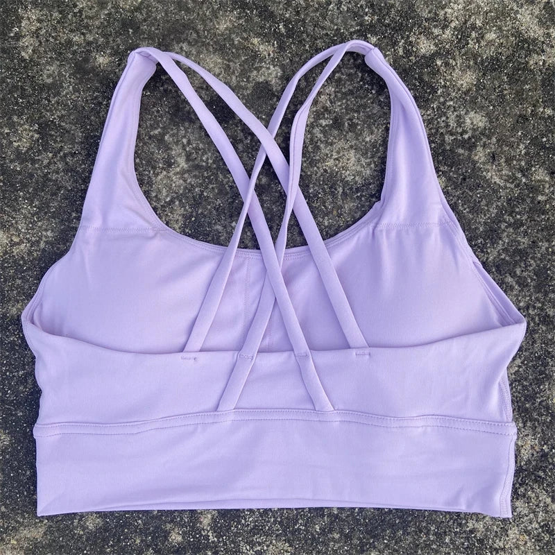 Solid Color Fitness sport Bra Women Cross soft high strength Tight Top Comprehensive Training Gym Yoga Underwear With Chest Pad