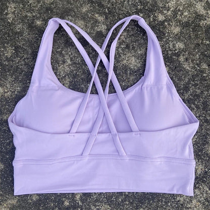Solid Color Fitness sport Bra Women Cross soft high strength Tight Top Comprehensive Training Gym Yoga Underwear With Chest Pad