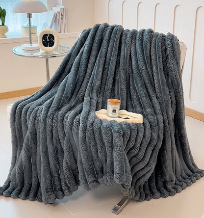 Light luxury Multifunctional Solid Color Rabbit Velvet Blanket Winter Thick Warm Flannel Used For Bedroom Living Room Blanket