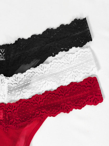 3pcs/Set Sexy Women G-string Underwear Multi Color Female Thongs Breathable Floral Panties Lady Underpants Intimate Lingerie