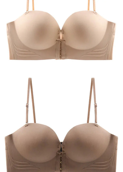FINETOO Front Closure Sexy Push Up Bra Women Invisible Bras Underwear Lingerie For Female Brassiere Strapless Seamless Bralette