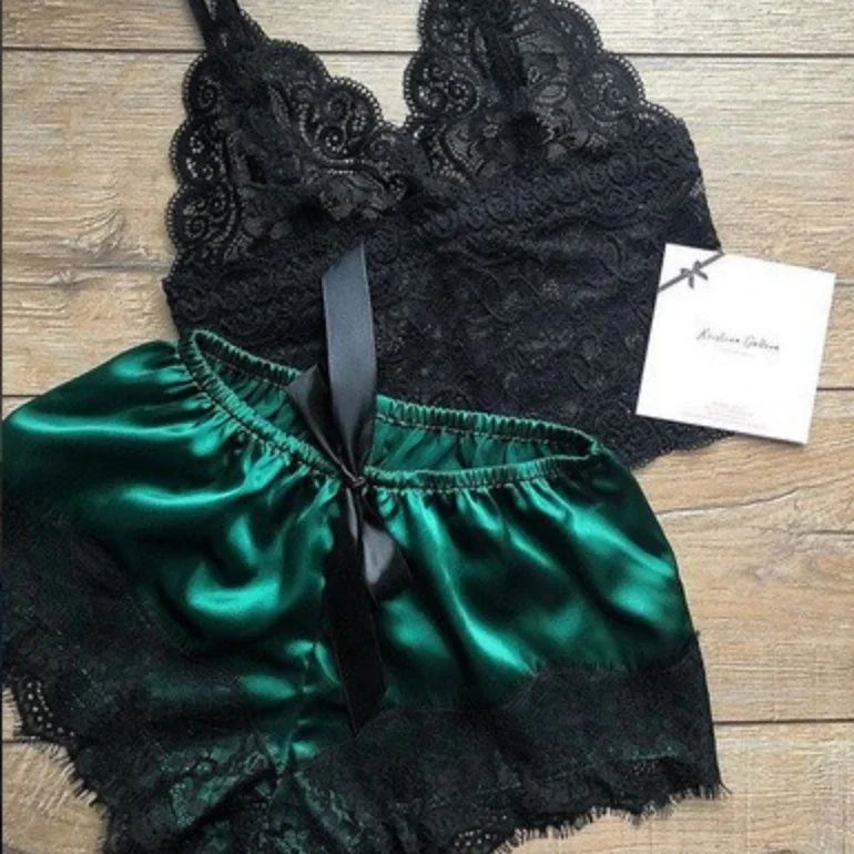 Pajama Sets Sexy Pajamas for Women 2 Pieces Top Shorts Set Sleepwear Clothes Lace Pajamas Underwear Lingerie