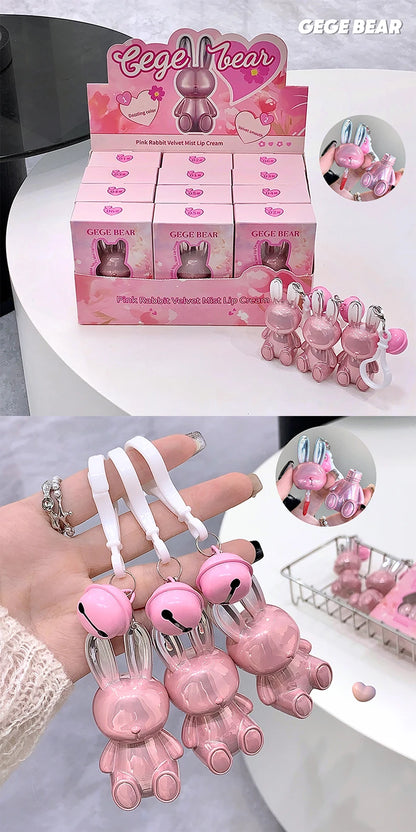 Gege Bear Pink Rabbit Velvet Matte Lip Cream Black Rabbit Water light lip glaze matte mirror pendant lipstick lip gloss