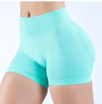 Summer High Waisted Yoga Shorts Women  Fashionable and Sexy Running Fitness Pants Solid Color High Elastic Yoga Leggings