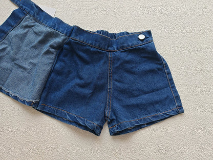 Korean Fashion New Summer Kids Girl Skirt Shorts Solid Elastic Waist Button Soft Denim Culotte Children Versatile Clothing