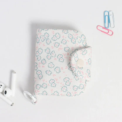 1 Pc Cute Student Coin Purse Card Simplicity Floral Korean Fashion Wallet Card Holder for Girls Portable Cute Small Storage Bag