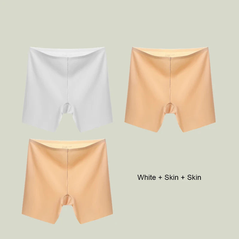 3PCS Women Underwear Slimming Shorts Seamless High Waist Shaper Panties Underware Safety Short Pants Ice Silk Women's Protective