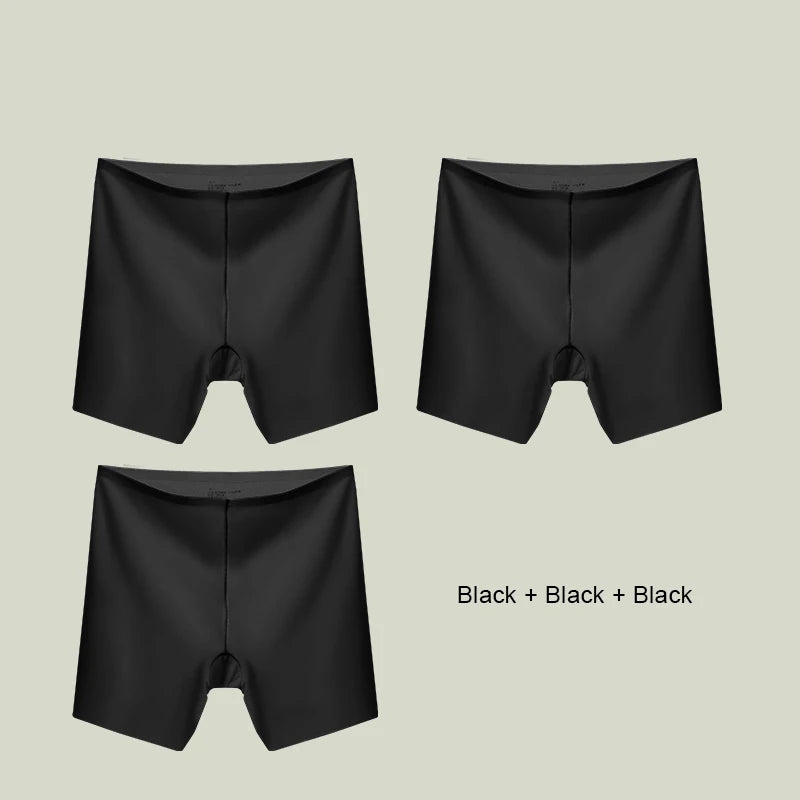 3PCS Women Underwear Slimming Shorts Seamless High Waist Shaper Panties Underware Safety Short Pants Ice Silk Women's Protective