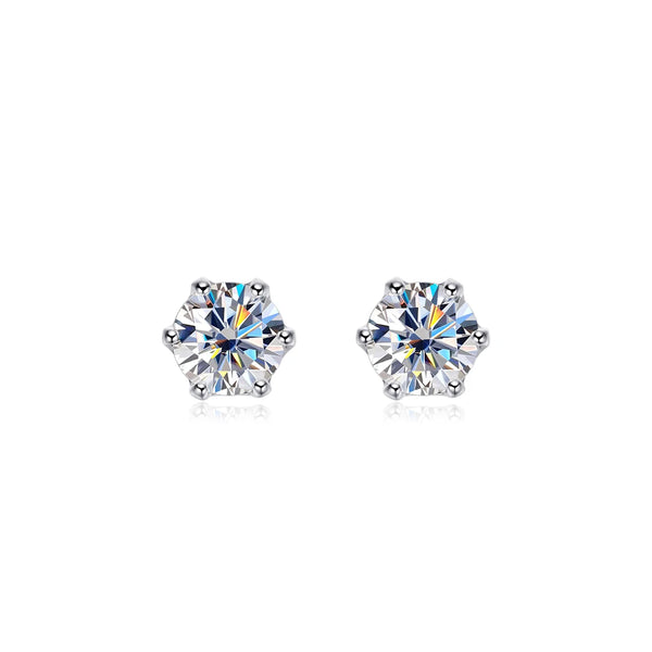 OEVAS 100% 925 Sterling Silver 0.2-2 Carat D Color Moissanite Diamond Stud Earrings For Women Sparkling Party Fine Jewelry Gifts