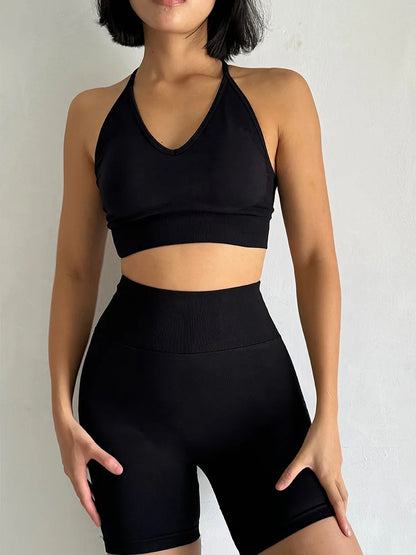 2 Pcs Yoga Sets Women High Waist Workout Outfits Gym Wear Gym Clothing Sports Suits Fitness Tracksuit Sportswear Shorts Suit