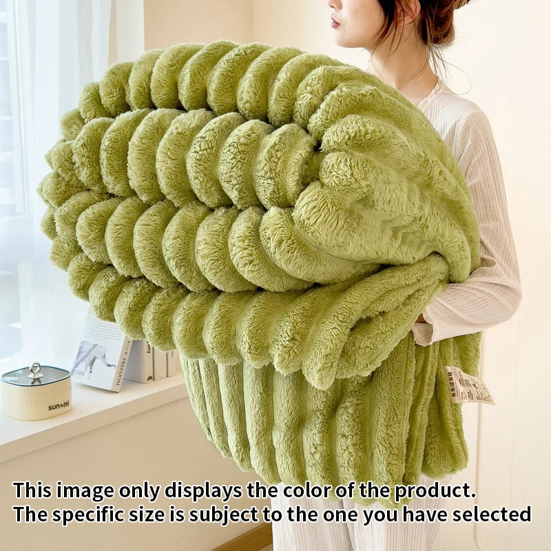 Light luxury Multifunctional Solid Color Rabbit Velvet Blanket Winter Thick Warm Flannel Used For Bedroom Living Room Blanket