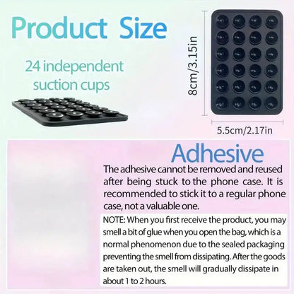 Silicone 24 Suction Phone Holder Multifunctional Suction Cup Mat Wall Stand Anti-Slip Single Sided Case Glue Mount Back Stickers