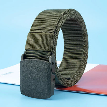 8 Colors Men Female Belts Military Nylon Adjustable Belt Outdoor Travel Tactical Waist Belt with Plastic Buckle for Pants 120cm