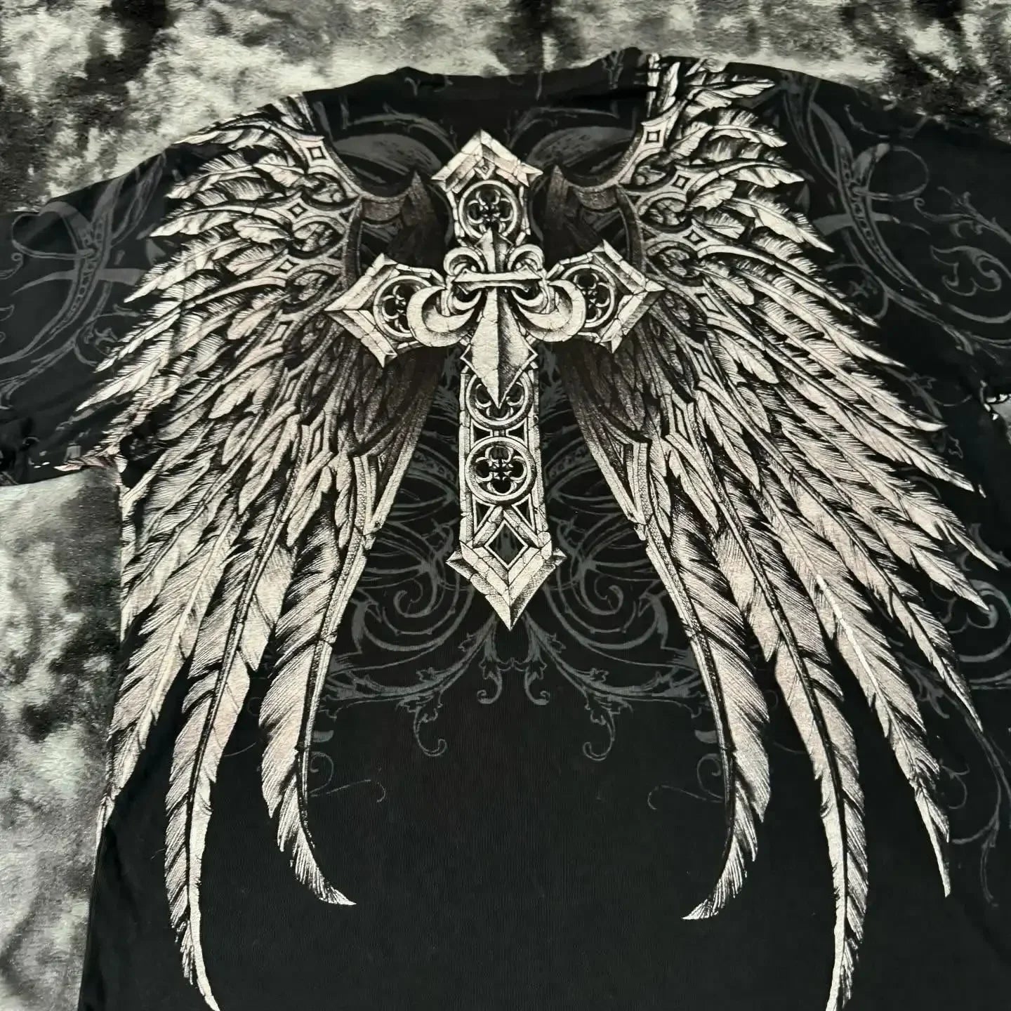Y2K Affliction T Shirt Vintage Clothing Punk Hip Hop Graphic Print Oversized T shirt Women Round Neck Cotton Short Sleeve Tops