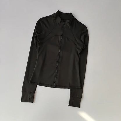 Zippered Sports Jacket for Women Yoga Suits Slim Fit Training for Jogging Long-sleeved Quick-drying Cardigan Jacket Top