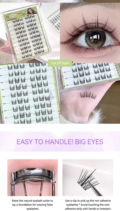 Gege Bear No-Glue False Eyelashes - Easy 3-Step Application, Natural Look, Perfect for Beginners with Sunflower Desig
