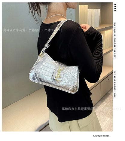 Texture Stone Patterned Armpit Bag 2025 New Simple Single Shoulder Women's Bag Temperament Crossbody Bag Small Fragrance Style