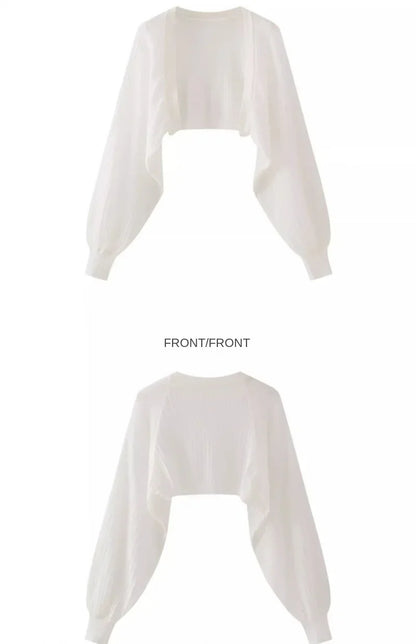 French Ice Silk Knitted Sun-Proof Cardigan Top Women's Summer Thin Jacket Waistcoat Suspender Skirt Shawl Outer Match Blouse