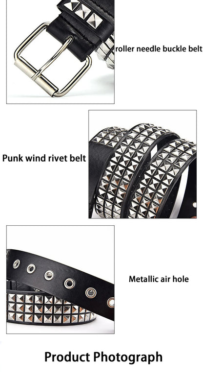 Fashion New Square Bead Rivet Belt Metal Pyramid Belt Men and Women Punk Hardware Jeans Belt Y2K Belt Designer Belt Women's Belt