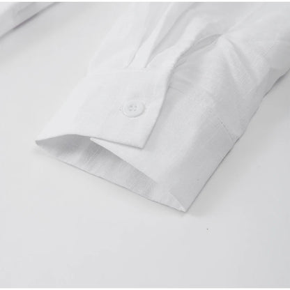 Classic Solid Shirt Pants Set Women Casual Loose Long Sleeved Lapel Elastic Waist Two Piece Suit 2025 New Summer Street Outfit