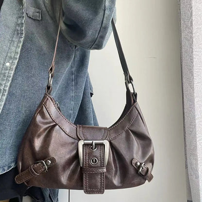 2025 Spring Hot Selling Maillard Style Retro Style Small Bag Spicy Girl Y2K Wasteland Style Vintage Leather Shoulder Armpit Bag