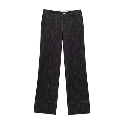 Women Two Pieces Set Denim Pant Sets Single Breasted Long Sleeve Belt Coat Wide Leg Trousers Jeans Female 2 Pieces Outfits