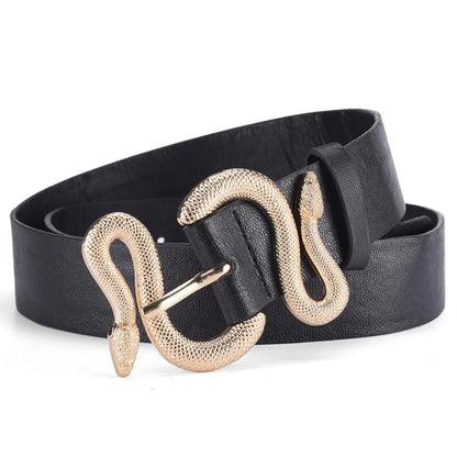 Women's Belt Trend Retro Snake Buckle Belt Fashion Casual Pu Leather Belt With Dress Jeans Belts Gift For Women and Girlfriend