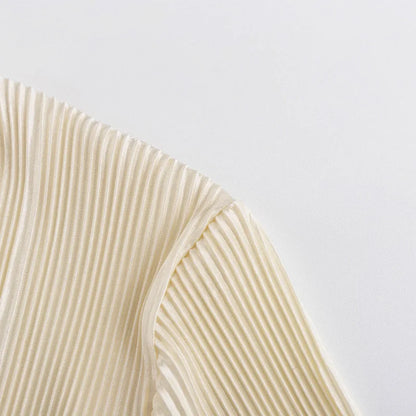 2025 Women Pleated Plain Shirts Spring Fall Chic Long Flare Sleeve V- Neck Tie Up Cardigans Tops for Casual Party Street