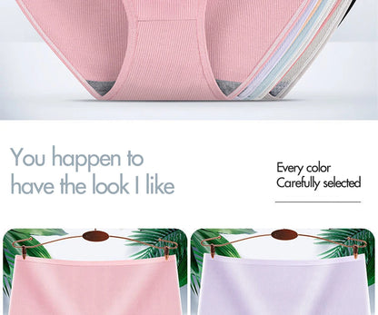 8pcs Women Panties Girl Plus Size Underwear High Waist Briefs Breathable Solid Color Soft Female Lingerie