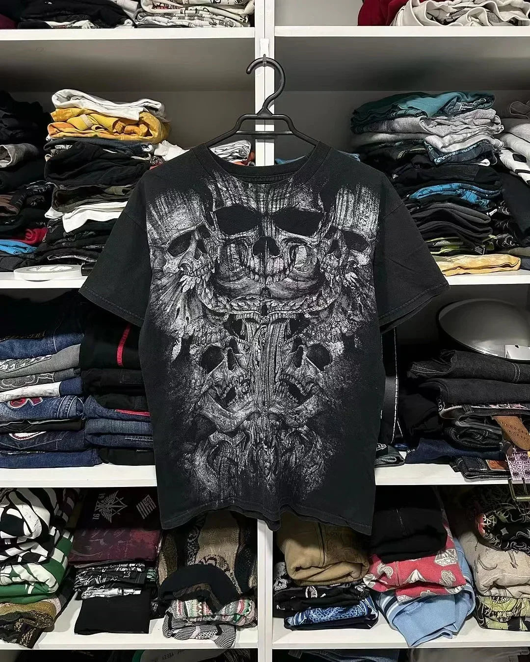 Y2K Affliction T Shirt Vintage Clothing Punk Hip Hop Graphic Print Oversized T shirt Women Round Neck Cotton Short Sleeve Tops