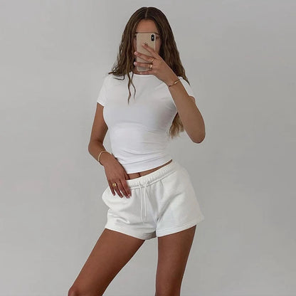2025 Spring New Short Sleeve T-Shirt Women Solid Simple Casual Soft All-Match Hot Basic Crop Tops Tees Summer Fashion