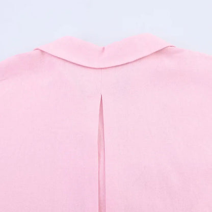 HipSeam Wide Sleeved Shirt Women Spring Asymmetric Hem Button Women's Shirts Simple Lady Johnny Collar Linen Shirts & Blouses