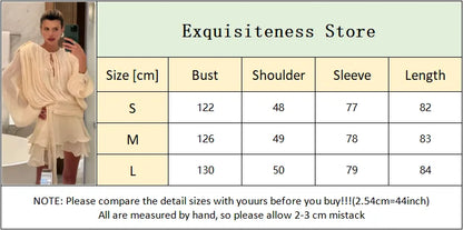 Fashion Women's Ruffles Short Dress Elegant Round Neck Lace Up Lantern Long Sleeve Mini Vestido Chic Female 2025 Solid Dresses