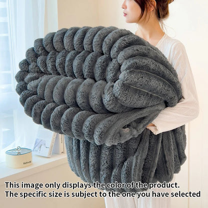 Light luxury Multifunctional Solid Color Rabbit Velvet Blanket Winter Thick Warm Flannel Used For Bedroom Living Room Blanket
